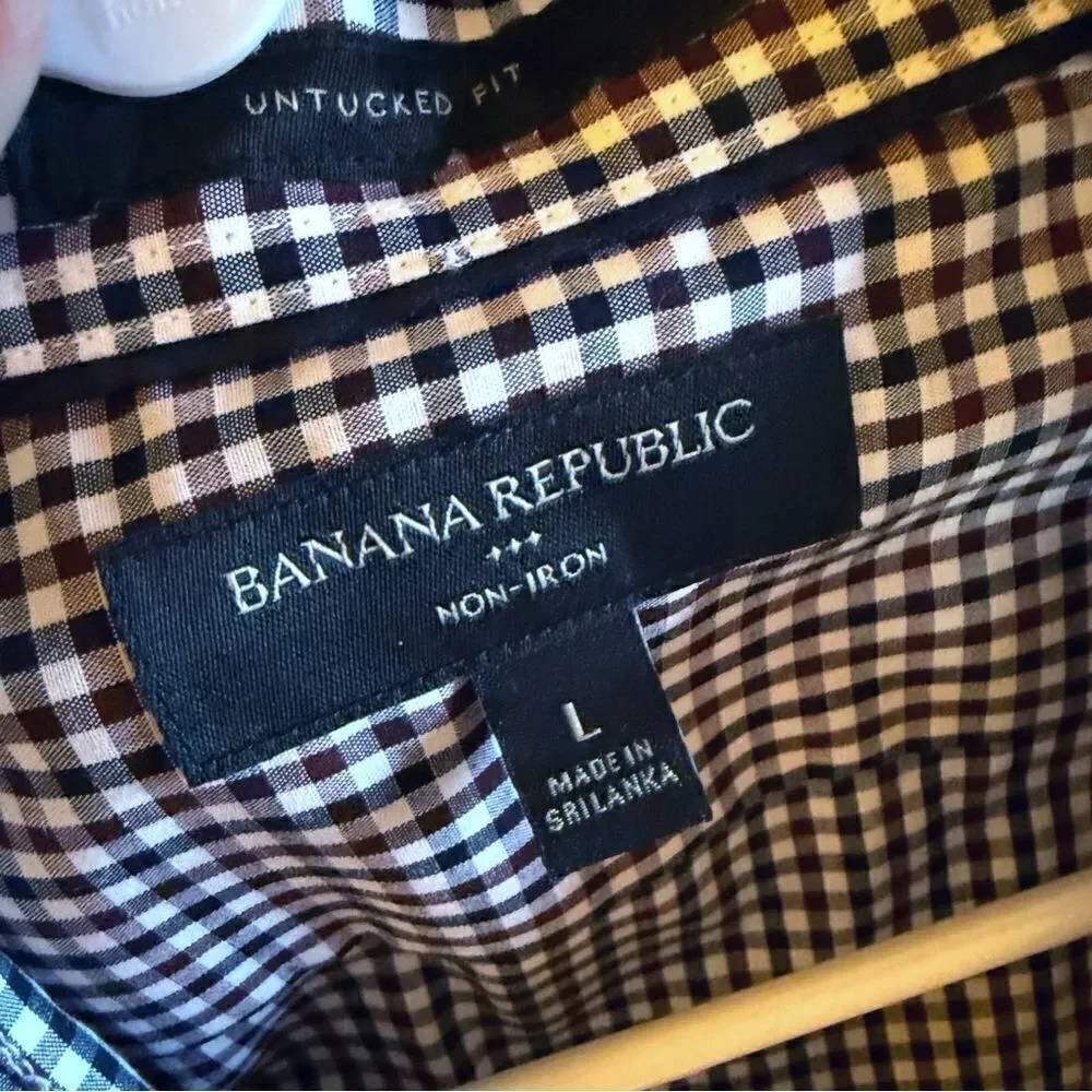 Banana Republic untucked fit plaid dress shirt